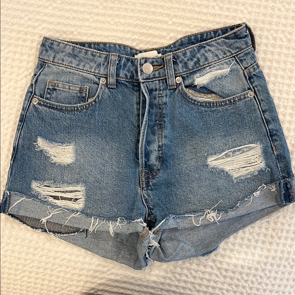 Denim Blue Women's Distressed Shorts